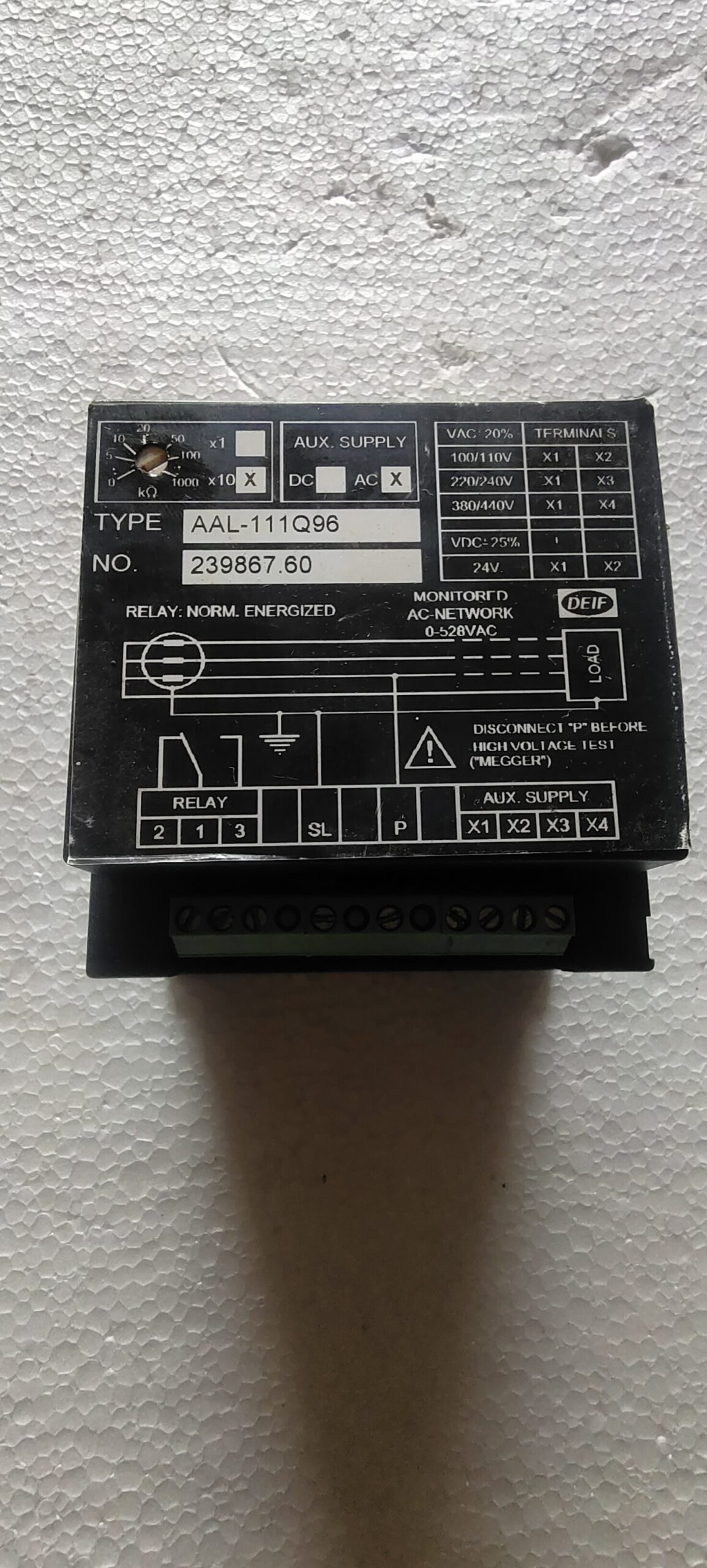 DEIF AAL-111Q96 AC NETWORK INSULATION MONITOR MEGA OHM METER - Image 7
