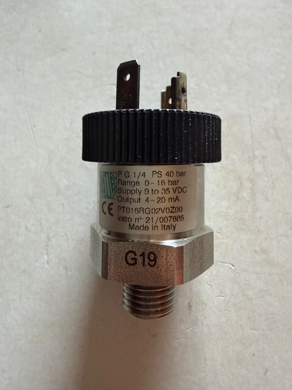 ODE Pressure Transducer 0-16 BAR / 9-35 VDC PT016RG02V0Z00